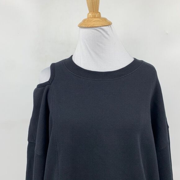 Fabletics Sweatshirt Womens M Medium Black Cozy Fleece Lined Cutout Sweater - Picture 3 of 14